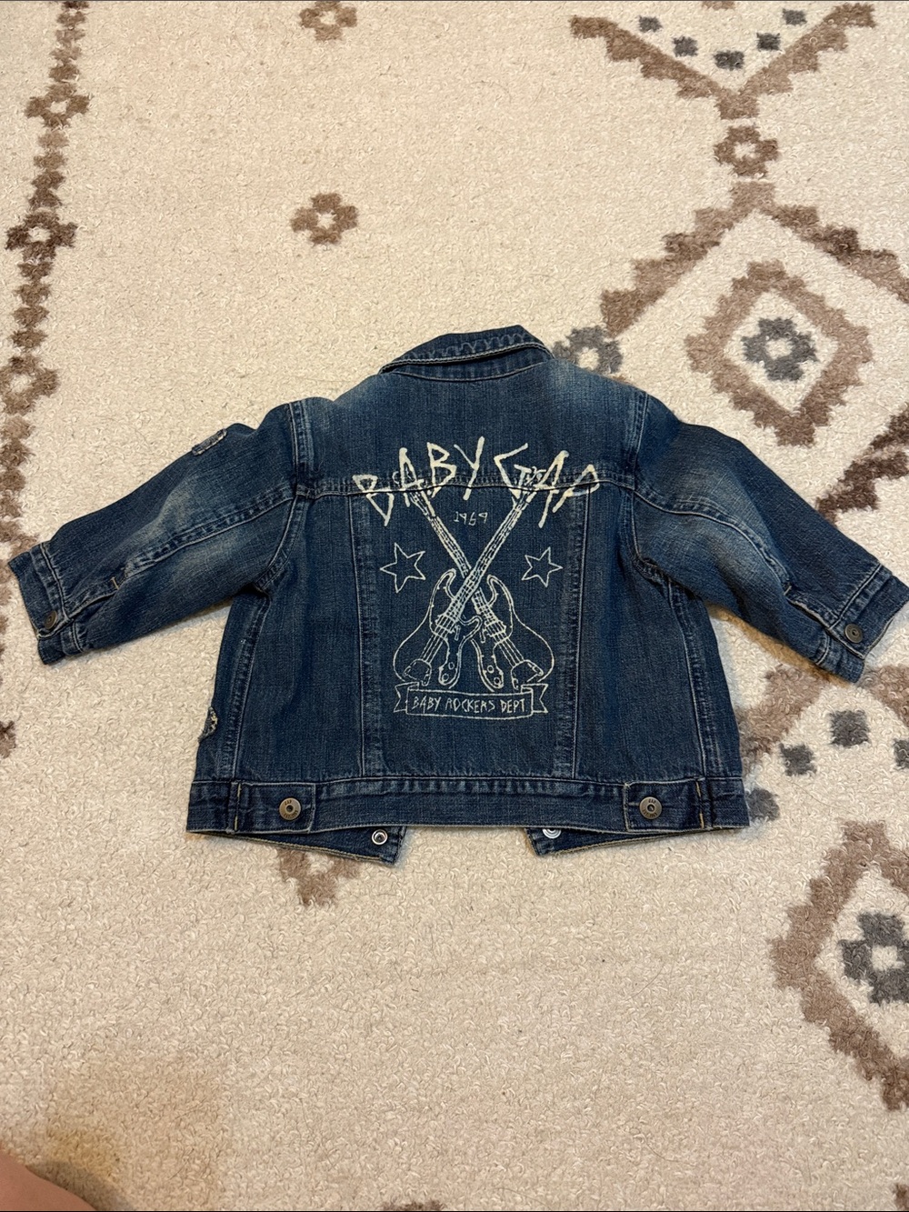 GAP Blue Kids Denim Jacket with Graphic Guitar Back